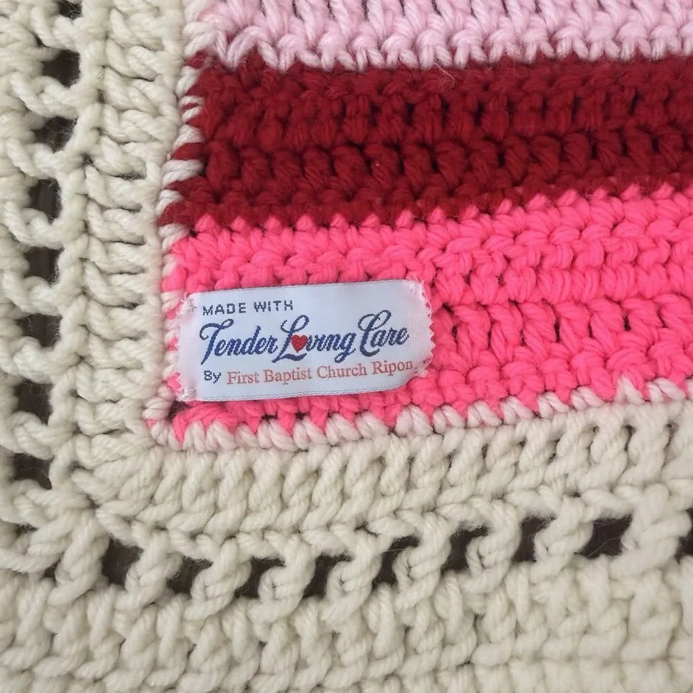 Handmade Crochet Patchwork Lap Blanket Throw Afghan Cottage Farmhouse 41.5